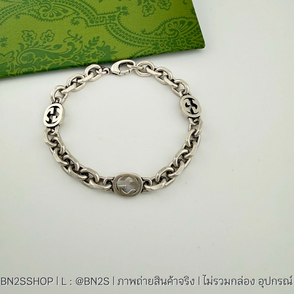 [ออริ] สร้อยข้อมือผู้ชายสายโซ่ สลับโลโก้ G งานอะลูมีเนียม น้ำหนักเบา ความยาว 20 ซม. งานปั๊มแบรนด์ ไม่ลอก ไม่ดำ