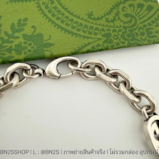 [ออริ] สร้อยข้อมือผู้ชายสายโซ่ สลับโลโก้ G งานอะลูมีเนียม น้ำหนักเบา ความยาว 20 ซม. งานปั๊มแบรนด์ ไม่ลอก ไม่ดำ
