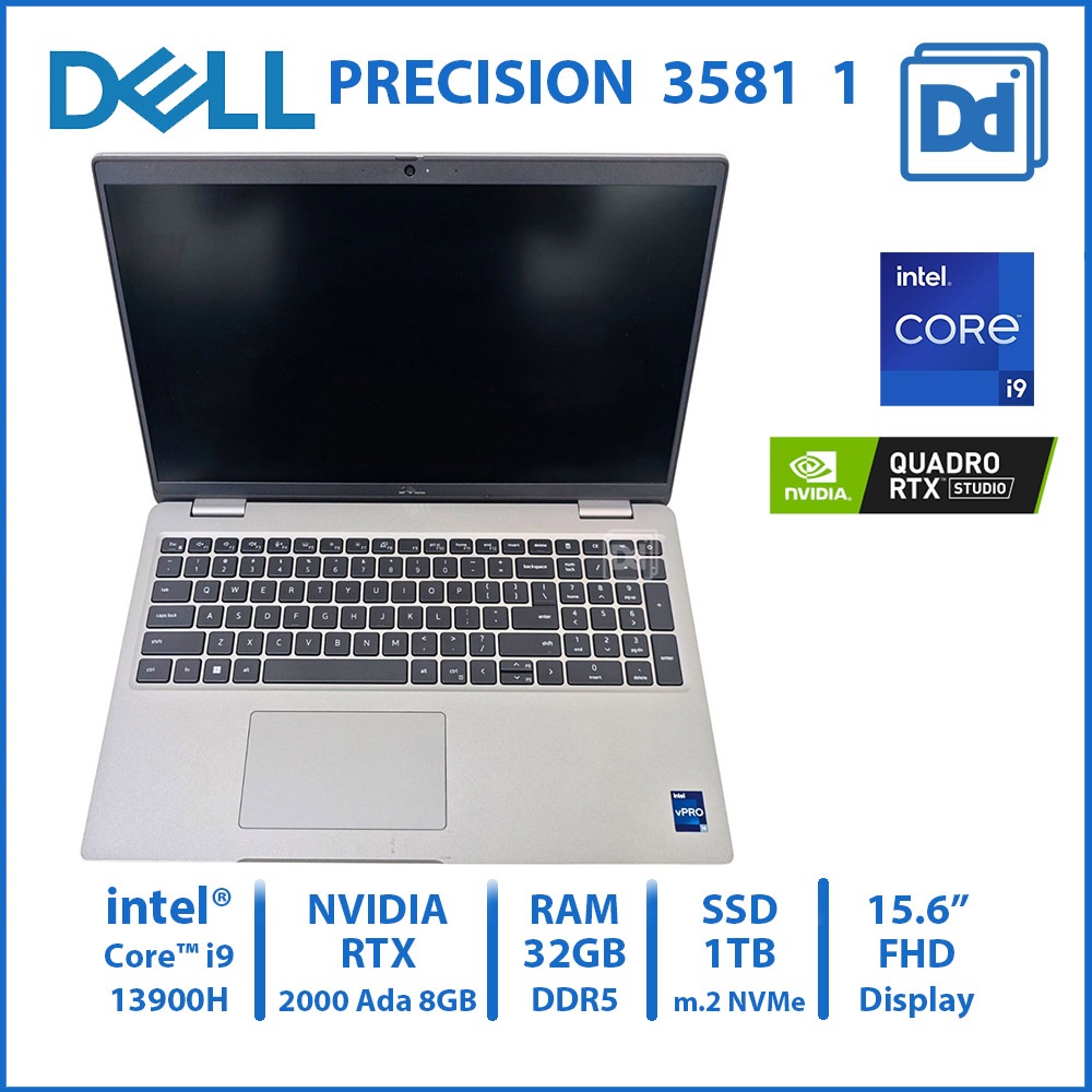 โน๊ตบุ๊คทำงาน DELL PRECISION 3581 INTEL i9-13900H NVIDIA Quadro RTX 2000 Ada 8GB RAM 32GB NVMe 1TB U