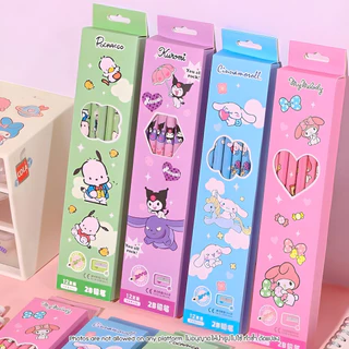 ชุดดินสอ 2B Pencil Sanrio | Kuromi คุโรมิ | Pochacco ปอมปอมปูริน | My Melody Cinnamoroll พร้อมยางลบ & กบเหลา 12 แท่ง