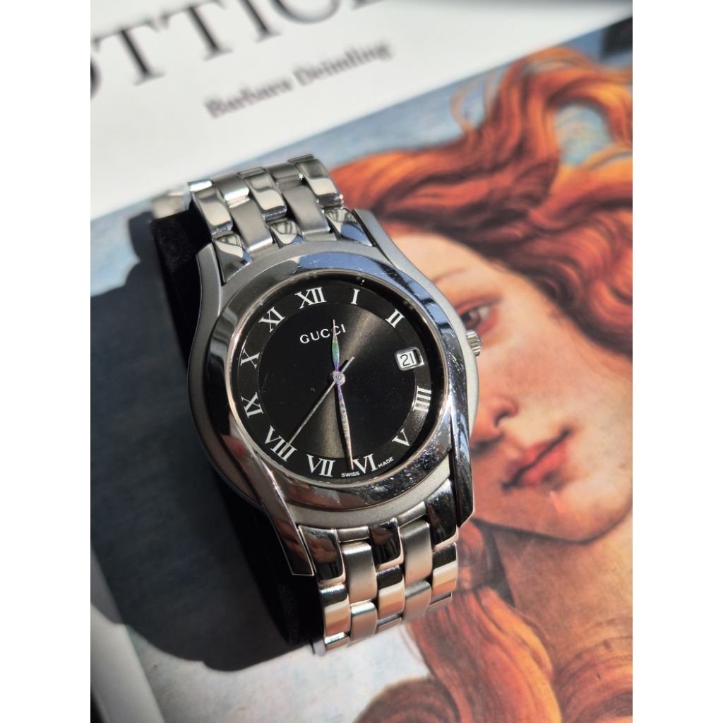 Gucci 5500m แท้ 💯 🇮🇹 นาฬิกากุชชี่ผู้ชายมือสอง ระบบถ่าน ข้อมือ 18 cm สภาพสวย