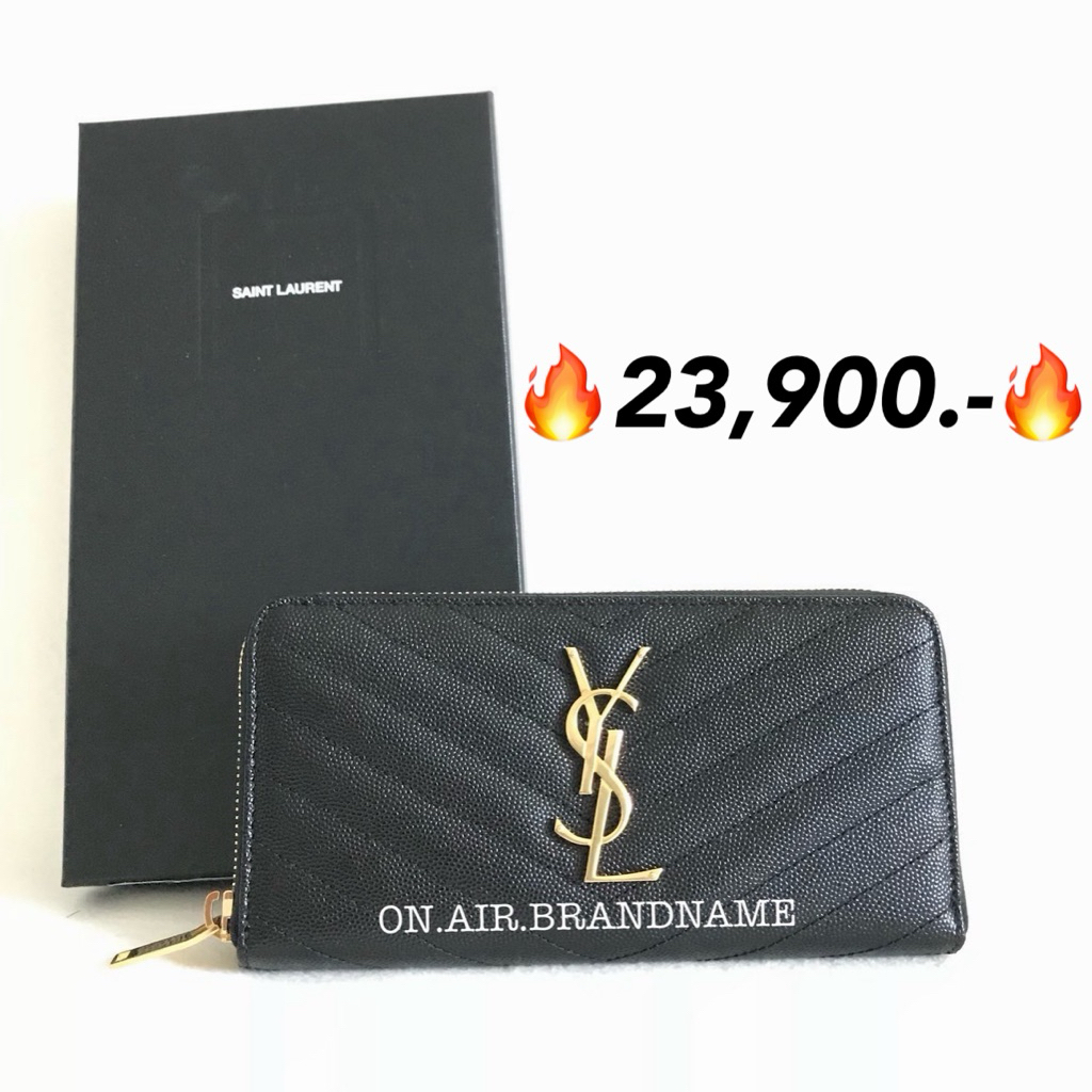New ysl zippy long wallet กระเป๋าสตางค์ ใบยาว ดำอะไหล่ทอง