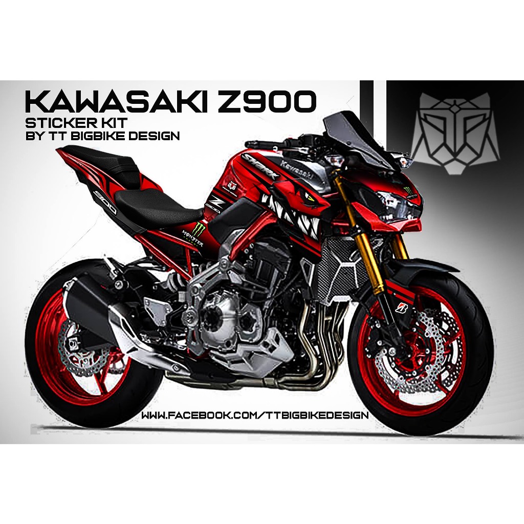 TT BIGBIKE DESIGN ชุดสติ๊กเกอร์แต่งลายรถ สำหรับ Z900 (2017-2019) ลาย TT HUNTER