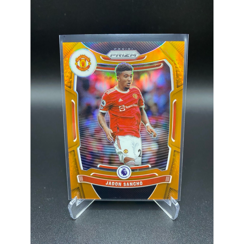 การ์ดฟุตบอล ⚽️ Jadon Sancho | 2021-22 Panini Prizm – Orange Ice Prizm 🟧 (Serial 12/25)