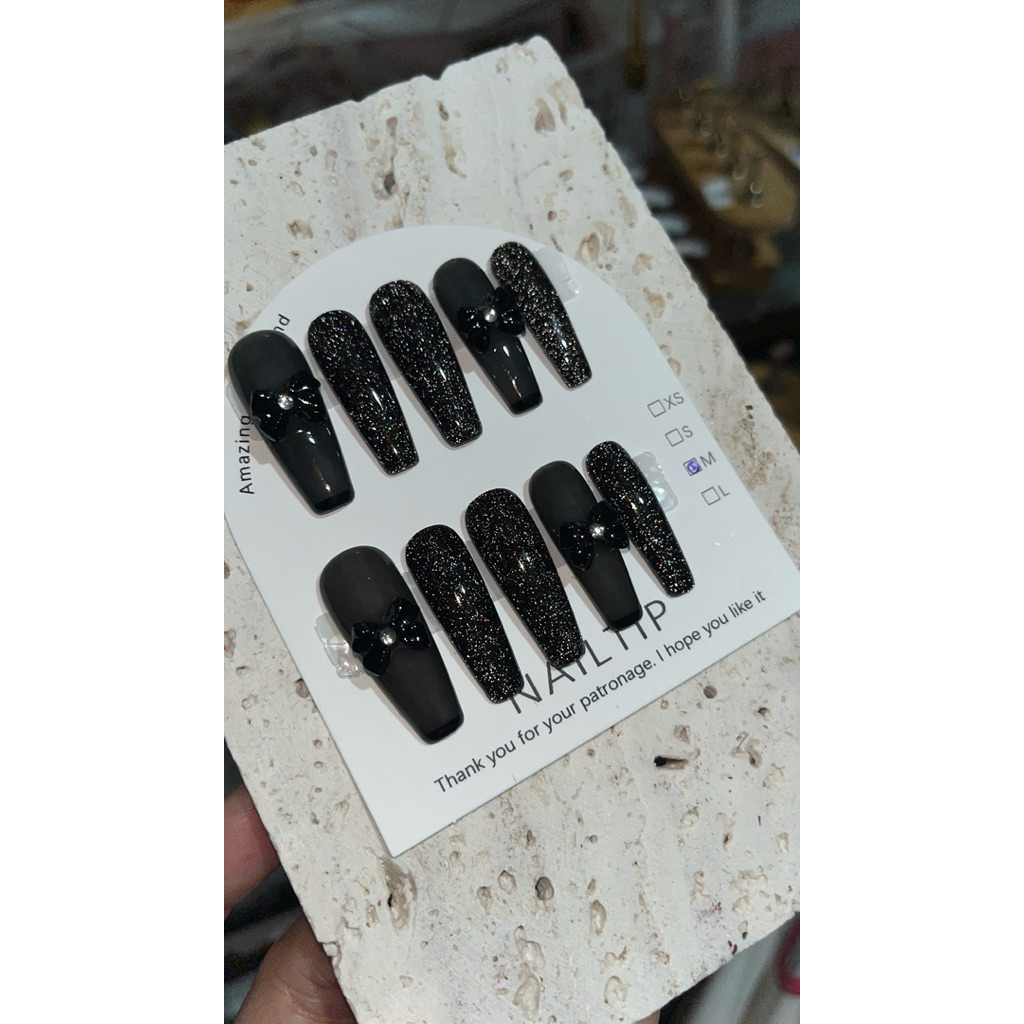 🇹🇭 เล็บเจลปลอมพร้อมติดเล็บ (จัดส่ง 1-3วัน) สีดำแฟลชลูกแก้ว พร้อมตะไบกาวติดเล็บ แอลกฮอล์ เจลเล็บปลอม พร้อม ปลอม💅🏻 - รูปที่ 6
