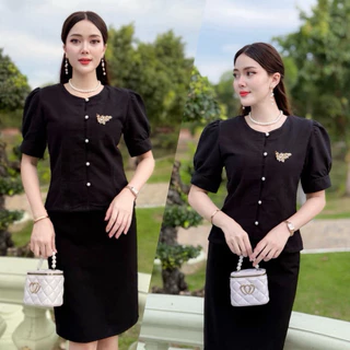 เสื้อผ้าฝ้ายพิมพ์ลาย ลายใหม่สวยๆ คอกลมแขนตุ๊กตา
