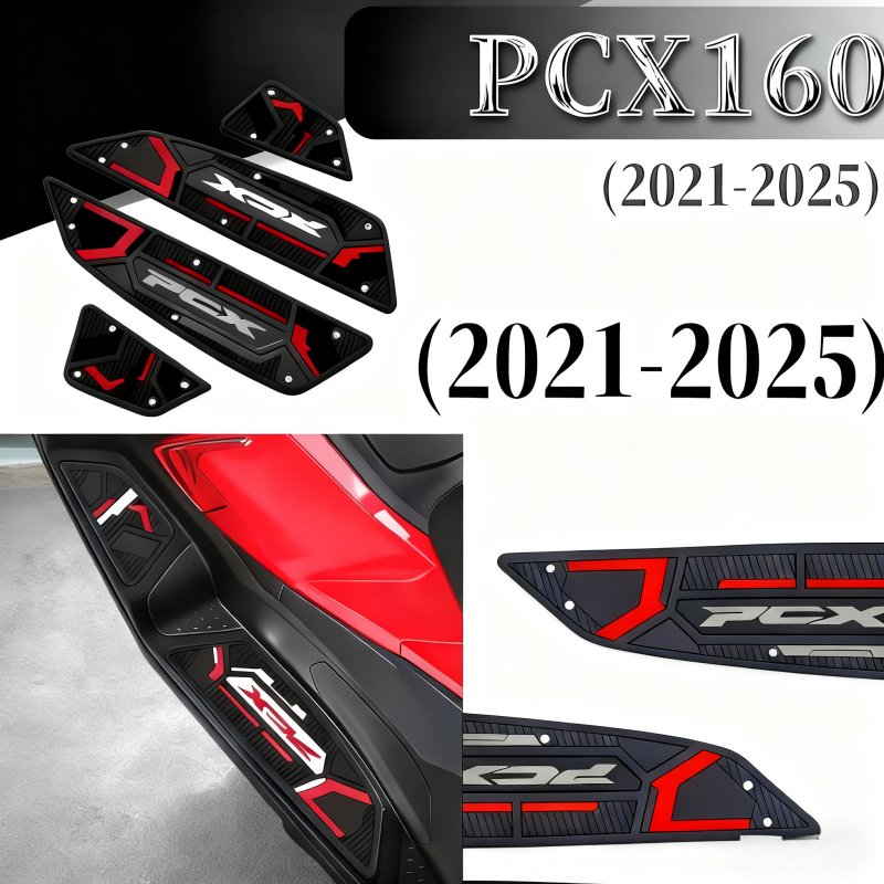 PCX160（2021-2025） แผ่นปูพื้นรถมอเตอร์ไซค์ แผ่นรองเท้ารถมอเตอร์ไซค์ อะลูมิเนียมซีเอ็นซีหนาพิเศษ ทนสึก