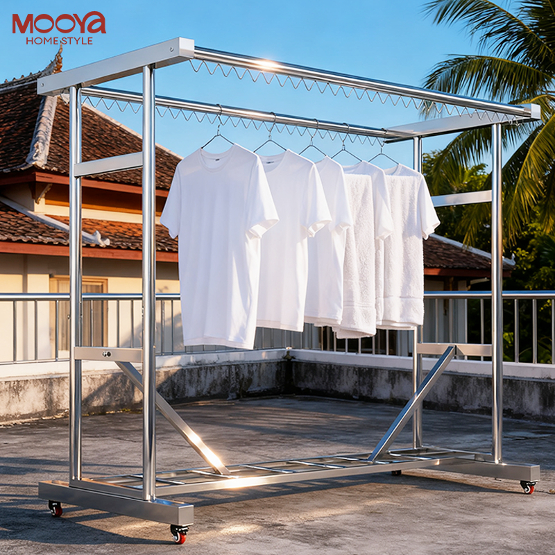 ช้ดีบอกต่อ ราวตากผ้าสแตนเลสเกรด304 ราวตากผ้า ราวตากผ้าขนาดใหญ่ ราวตากผ้าหน้าบ้าน มีพื้นที่ตากผ้ากว้าง ประกอบง่าย