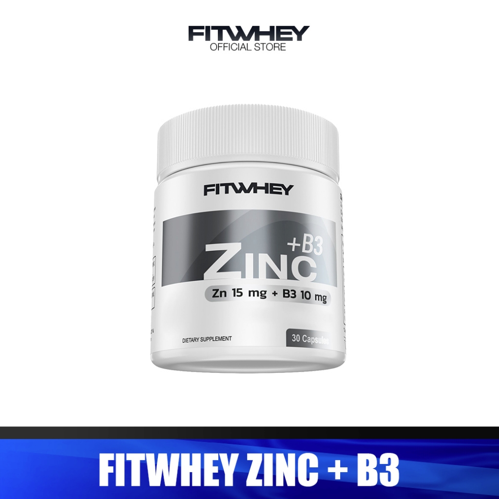 FITWHEY SUPPLEMENTS Zinc + B3 | ช่วยลดสิว ควบคุมความมัน เสริมเกราะผิว