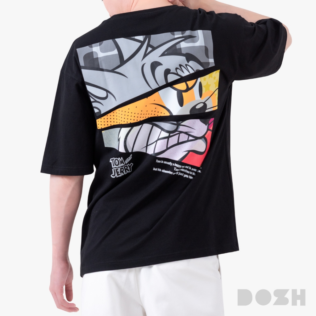 DOSH MEN'S OVERSIZED T-SHIRTS ลิขสิทธิ์ลาย Tom and Jerry เสื้อยืดโอเวอร์ไซส์ DTJMT5019-BL (M-2XL)