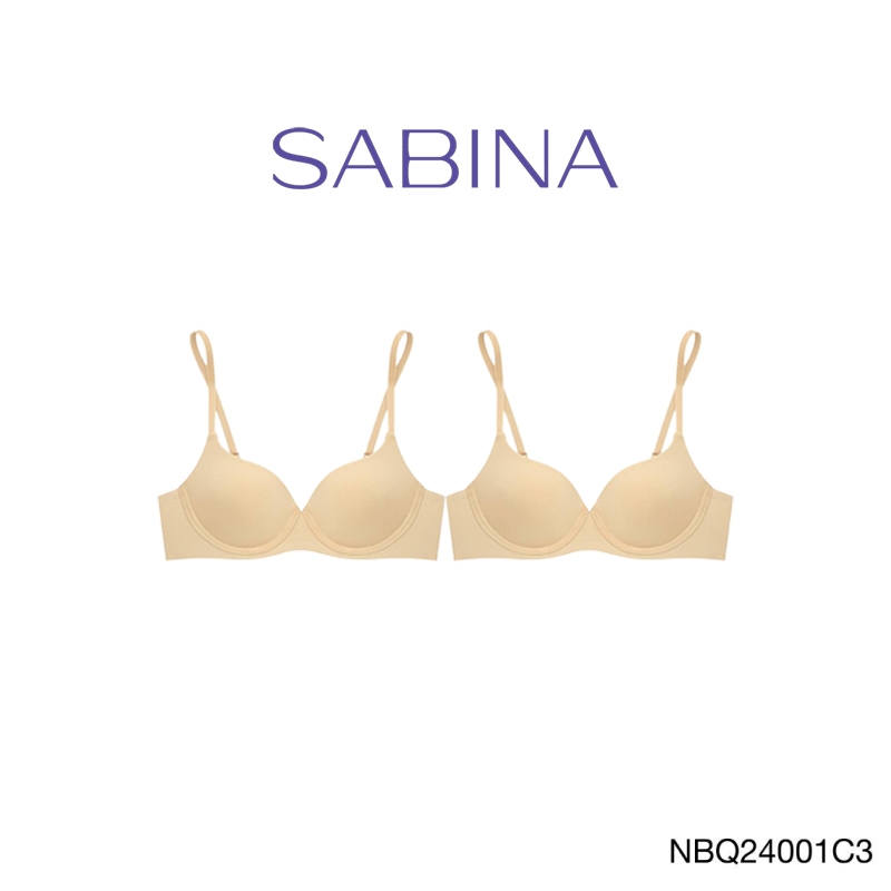 [Online Exclusive]  (Set 2 ชิ้น) Sabina Twenty Five Level 2 เสื้อชั้นใน ไร้ตะเข็บ มีโครง รหัส NBQ24001C3 - สีเนื้อเข้ม