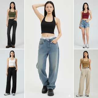 💥TOPLIST💥(F1071)⭐ เสื้อครอปคล้องคอ สายฝอ ผ้ายืดเข้ารูป ลุคแซ่บ
