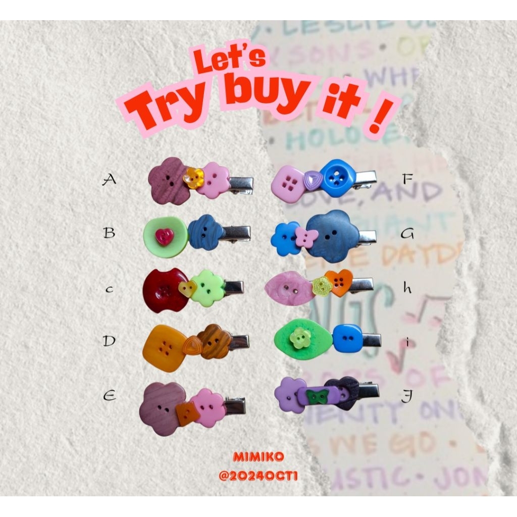 ♡พร้อมส่ง♡ กิ๊บกระดุม DIY งานแฮนเมด 100% รหัส a-j [moldy collection]