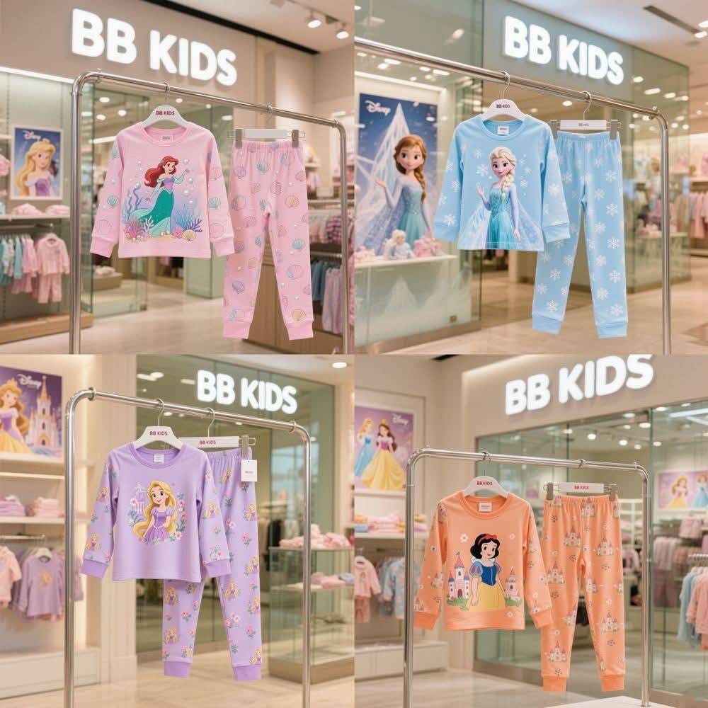 พร้อมส่งจากไทย BB kids💕 ชุดนอนเด็กลายเจ้าหญิงน่ารัก ราคาถูก⭐️