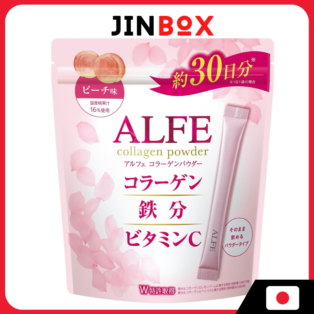 [ส่งตรงจากประเทศญี่ปุ่น] Alfe Collagen Iron Vitamin C Powder 30 Sticks Peach Flavor Lemon Balm Saffl