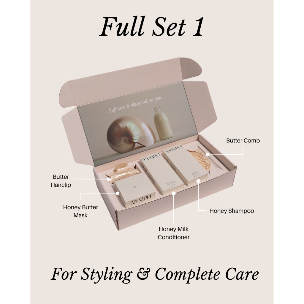 Nymph Haircare Full Set ( Shampoo + Conditioner + Mask) พร้อม Accessories จาก NYMPH ผลิตภัณฑ์ดูแลผม บำรุงผมแห้งเสีย