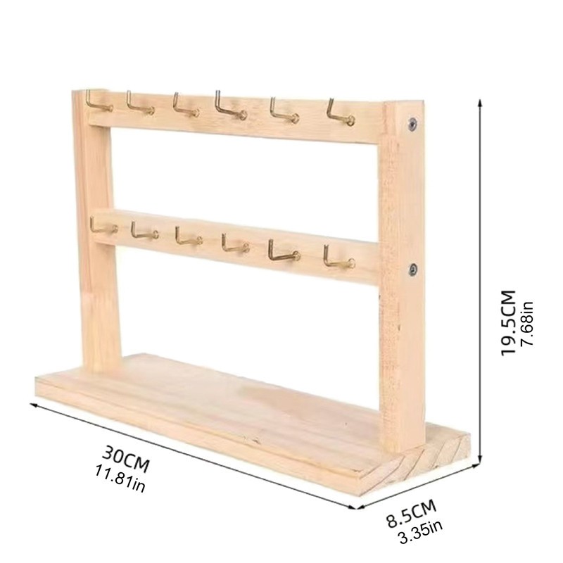 ขาตั้งโชว์เครื่องประดับไม้ พร้อมตะขอ ชั้นวางโชว์อัญมณี พร้อมตะขอ ชั้นวางโชว์อัญมณี สําหรับอุปกรณ์เสริม - รูปที่ 6