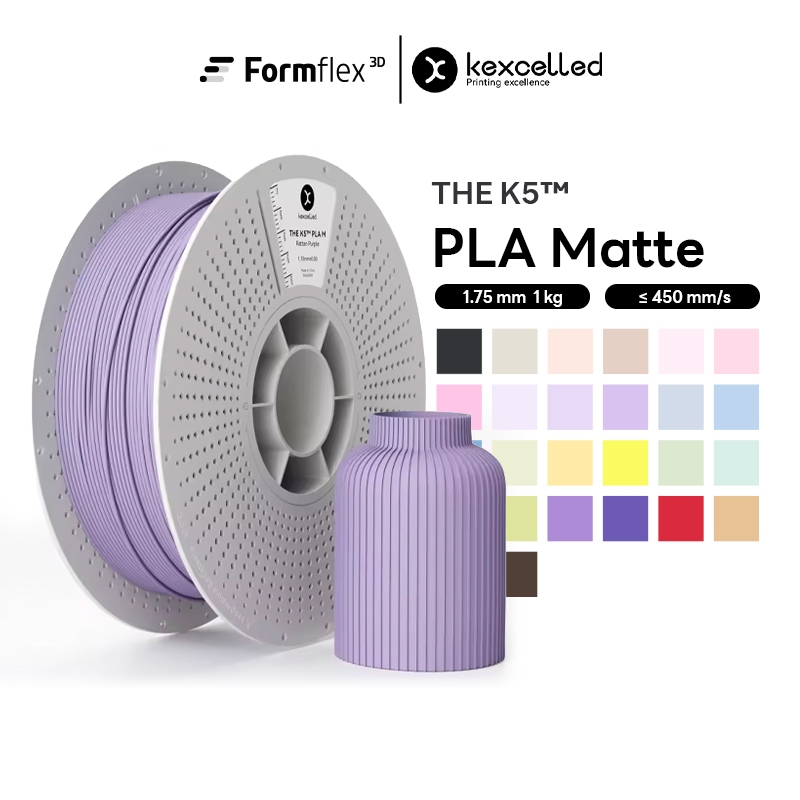 เส้นพลาสติก Filament สำหรับเครื่องพิมพ์ 3มิติ Kexcelled PLA Matte ผิวด้าน พิมพ์ง่าย 1.75mm 1Kg