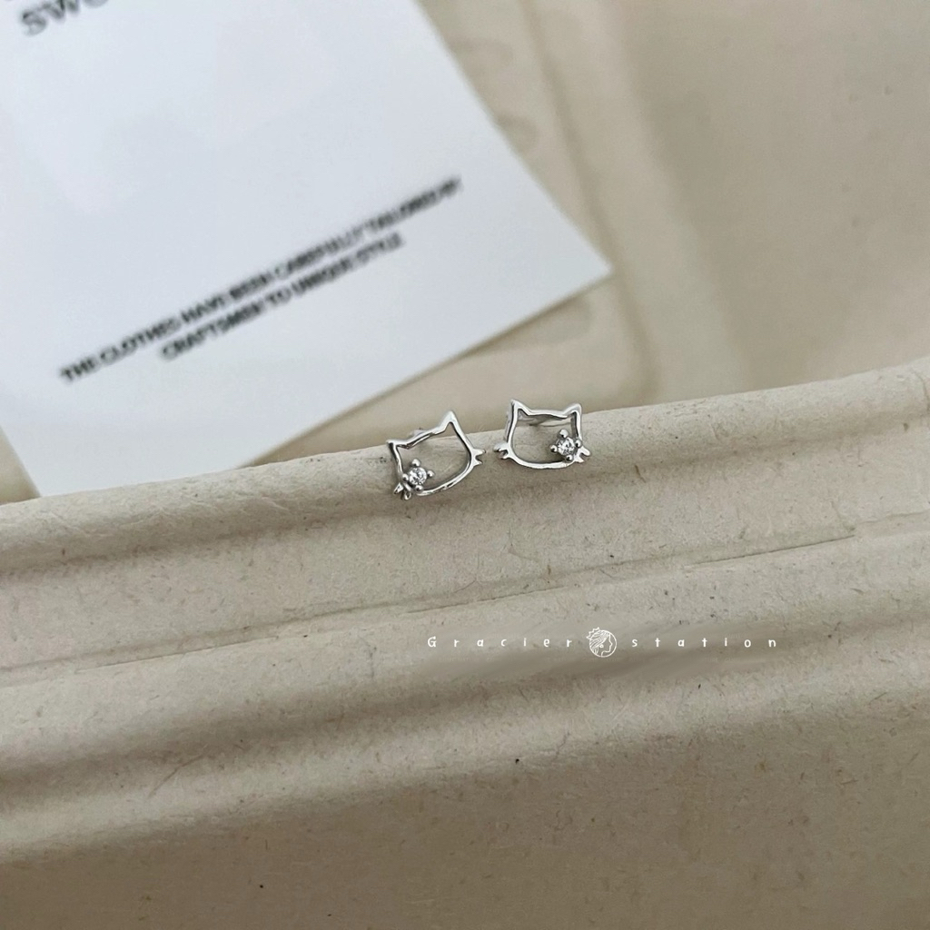 🐱💗 ต่างหู mini kitty; ต่างหูคิตตี้มีเพชร ต่างหูหน้าแมว - รูปที่ 3