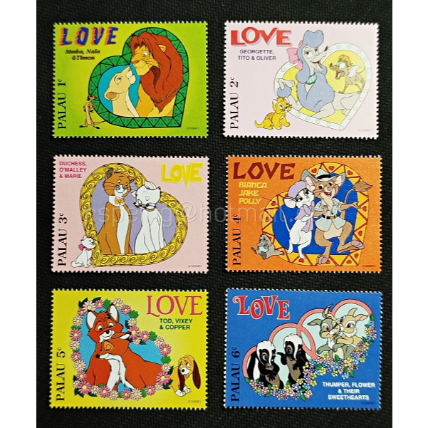 แสตมป์ Palau Disney Sweethearts (6 ดวง) MNH