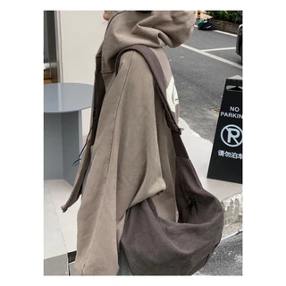 MIA จัดส่งจากประเทศไทย กระเป๋าสะพายไหล่วินเทจฤดูใบไม้ร่วงและฤดูหนาว Unisex กระเป๋าสะพายข้างความจุขนาดใหญ่ผ้าคุณภาพสูง