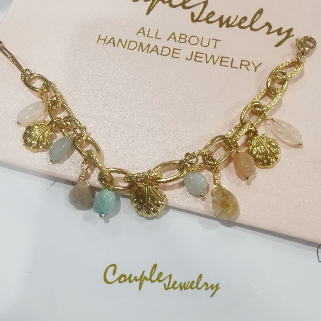 COUPLE​ JEWELRY​ สร้อยข้อมือแสตนเลสจี้ชาร์ม "รวมหินมงคล"