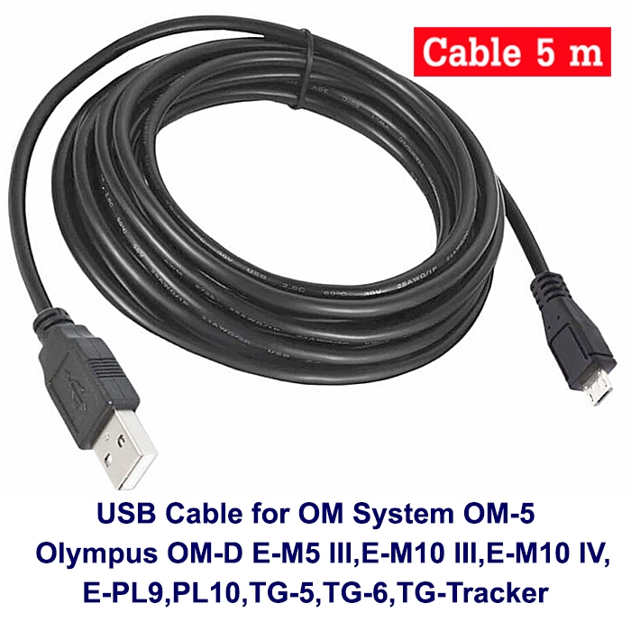 สายยูเอสบี 5m ต่อ OM System OM-5 โอลิมปัส OM-D E-M5 III,E-M10 III,M10 IV,E-PL9,PL10,TG-6 เข้าคอมฯ US