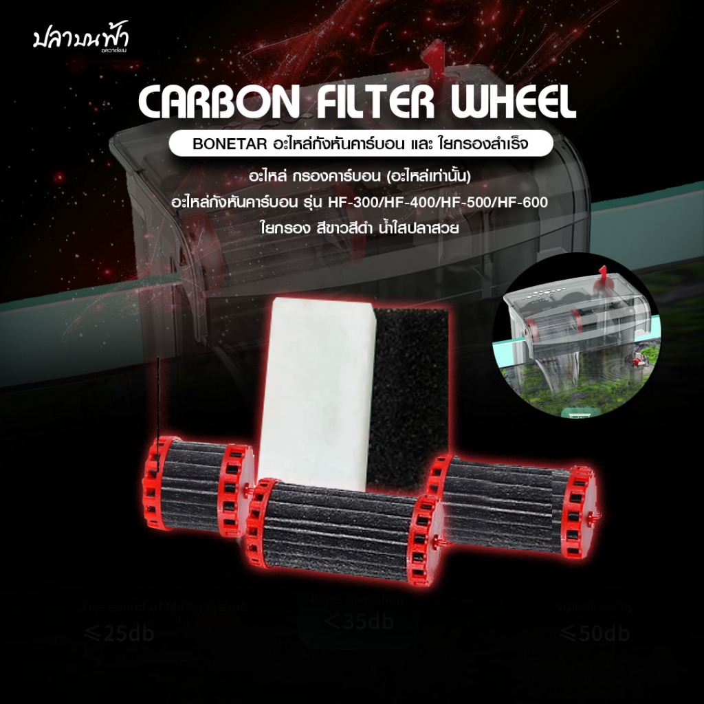 อะไหล่กรองแขวนคาร์บอน BONETAR กังหันคาร์บอน แบบรีฟิล รุ่น HF-300, HF-400, HF-500, HF-600 และใยกรองตร
