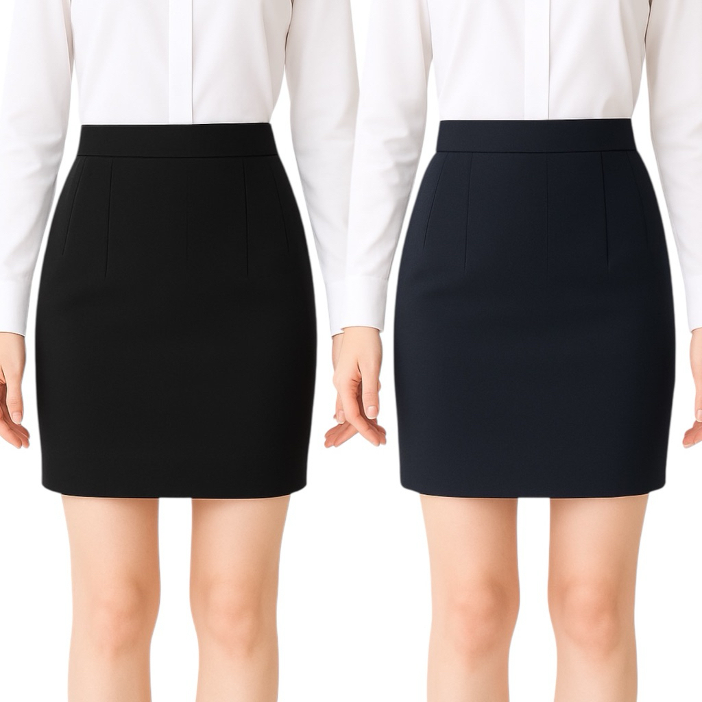 กระโปรงทรงสอบ8จีบสั้นโรเชฟ18นิ้ว