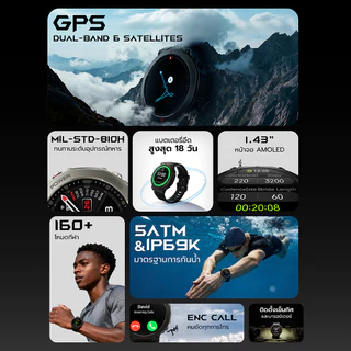 Black Shark GS3 Ultra Smartwatch สมาร์ทวอทช์ GPS โทรออกได้ กันน้ำ 5ATM & IP69K -1Y