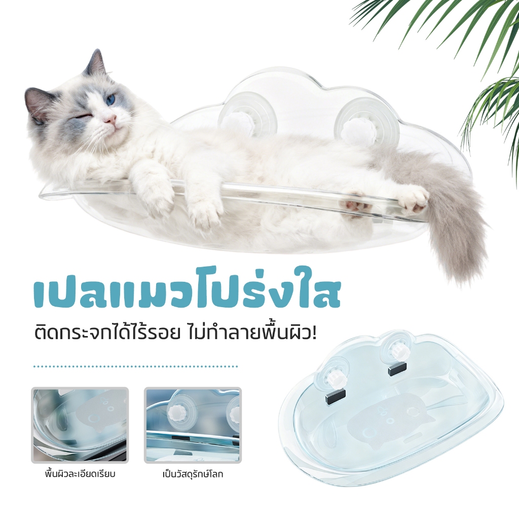 TUBIแผ่นนอนกระจกเกาะผนัง แข็งแรงรับน้ำหนักสูง – ให้น้องแมวมองวิวได้อย่างสบายตัว
