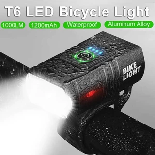 LIUOOP ไฟ LED ติดหน้ารถจักรยาน 1000 ลูเมน 6 โหมด ชาร์จ USB