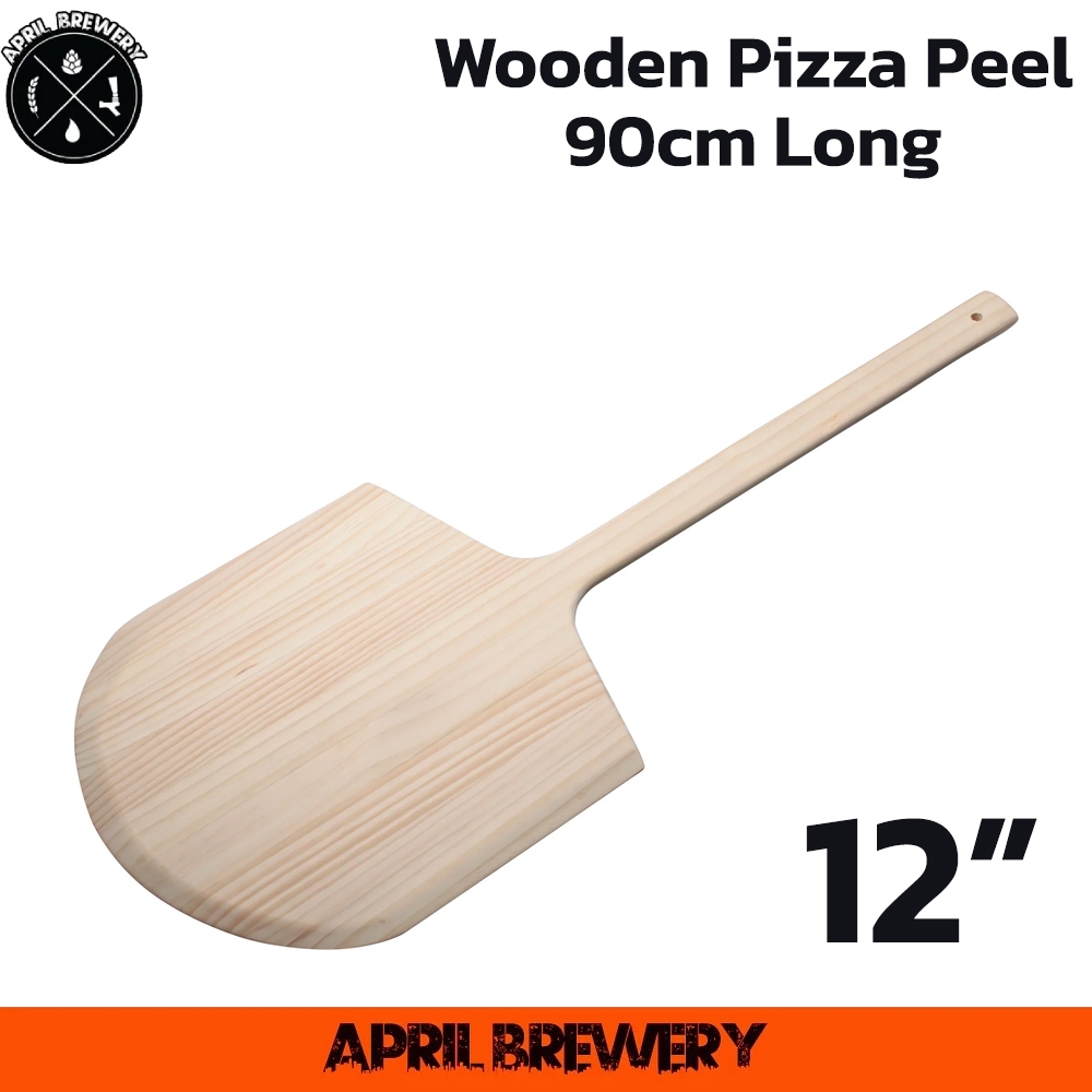 ไม้พายพิซซ่า แบบไม้ 12นิ้ว ยาว 90 cm พลั่วพิซซ่า Wooden Pizza Peel ไม้ส่งพิชซ่า ไม้พายตักพิซซ่า แบบไม้