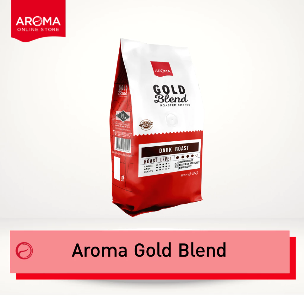 Aroma Coffee เมล็ดกาแฟคั่ว Gold Blend (ชนิดเม็ด) (250 กรัม/ซอง)