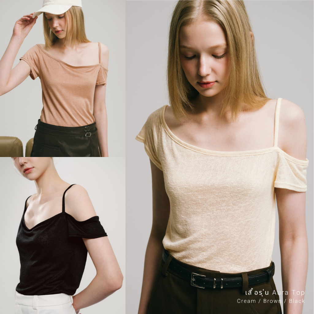 PAMECO - Aura Top [พร้อมส่ง] เสื้อปาดไหล่ แขนสั้น ทรงสบาย ผ้านุ่ม