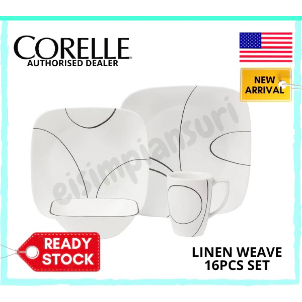 Corelle Livingware Simple Lines 16pc Square Set (1069983) Corelle Simple Lines
