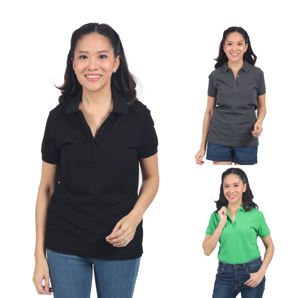 ZENTURY MAX เสื้อโปโล ผู้หญิง ผ้าฝ้าย 100% แขนสั้น รุ่น LKP-3015 สีดำ, เทาเข้ม, เขียวแอ๊ปเปิ้ล