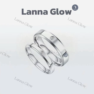 Lanna Glow แหวนเงินแท้ 925 ฝังเพชรสวิส(CZ) กว้าง 4 มิลลิเมตร 6 มิลลิเมตร