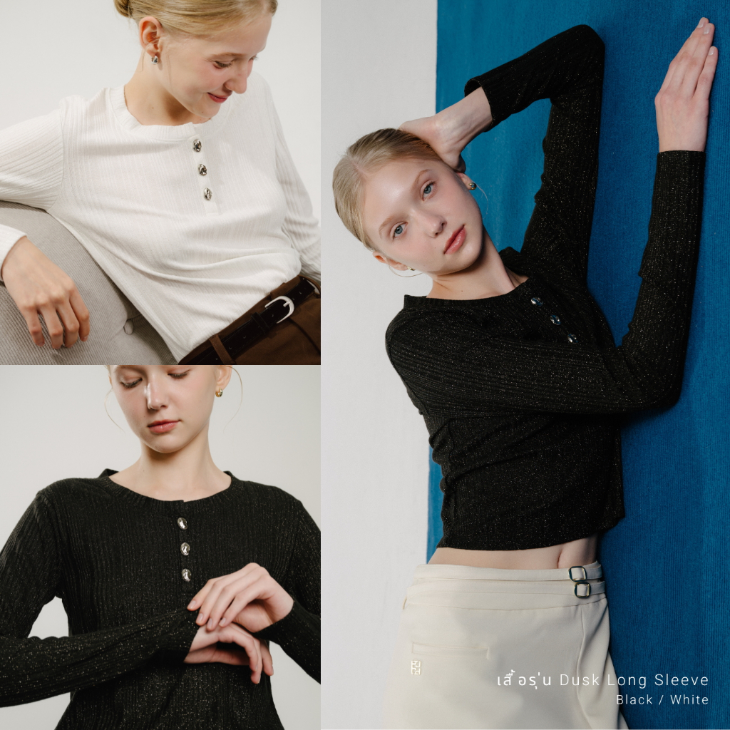 PAMECO - Dusk Long Sleeve [พร้อมส่ง] เสื้อยืดร่องกลิตเตอร์แขนยาว สัมผัสนุ่มสบายผิว
