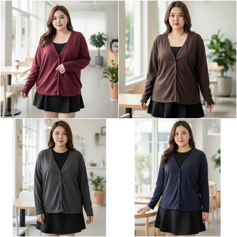 เสื้อคลุมกันหนาวแขนยาว คาร์ดิแกนไซส์ใหญ่ อก54นิ้ว  ผ้าร่องเนื้อนุ่ม