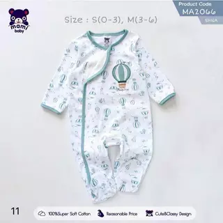 Mami baby ชุดรอมเปอร์คลุมเท้าแขนนยาว ผ้าดูด size 0-3M, 3-6M