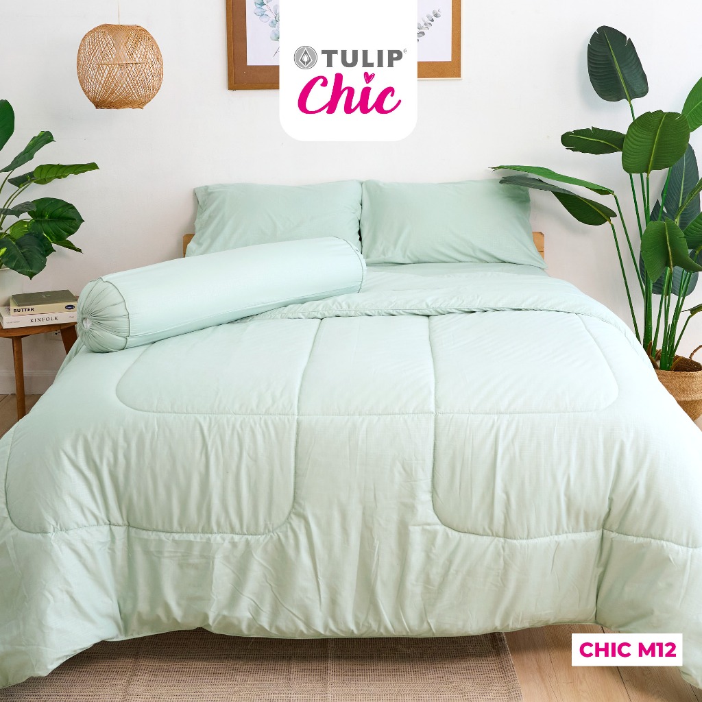 TULIP CHIC อัดลาย CHIC M12 ชุดผ้าปู ผ้าห่มนวม สไตล์มินิมอล สัมผัสนุ่มไม่ระคายผิว