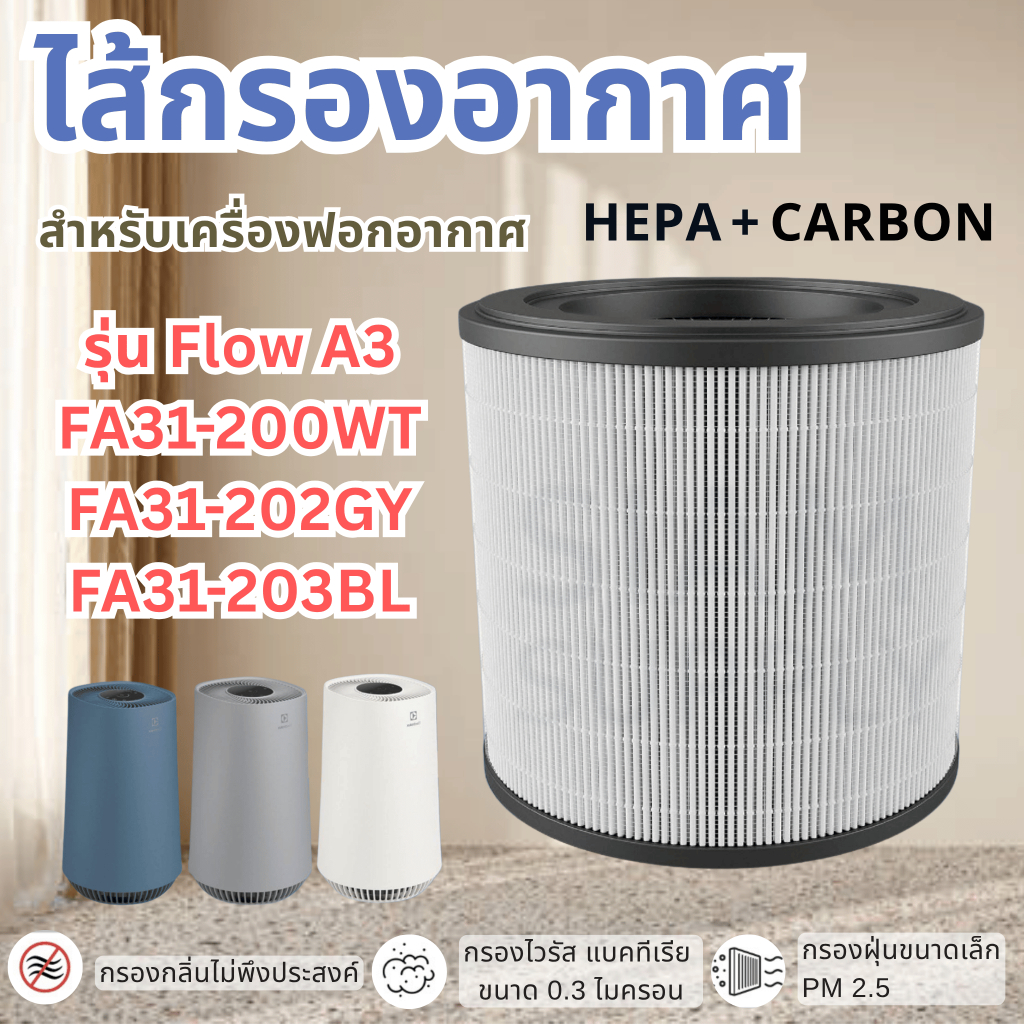 ไส้กรองอากาศ สำหรับ Electrolux Flow A3 รุ่น FA31-202GY, FA31-203BL, FA31-200WT