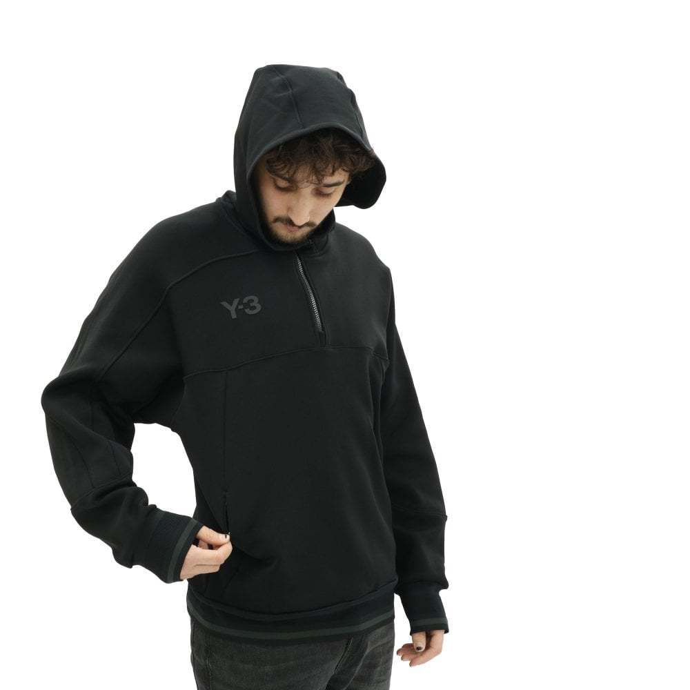 Y3 Adidas Yohji Yamamoto Black U Logo Zip Hoodie