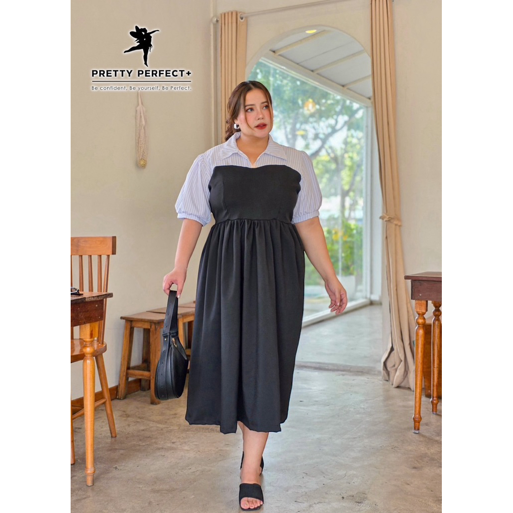 Two-tone Dress เดรสทูโทนขาว-ดำ อก 38-60“