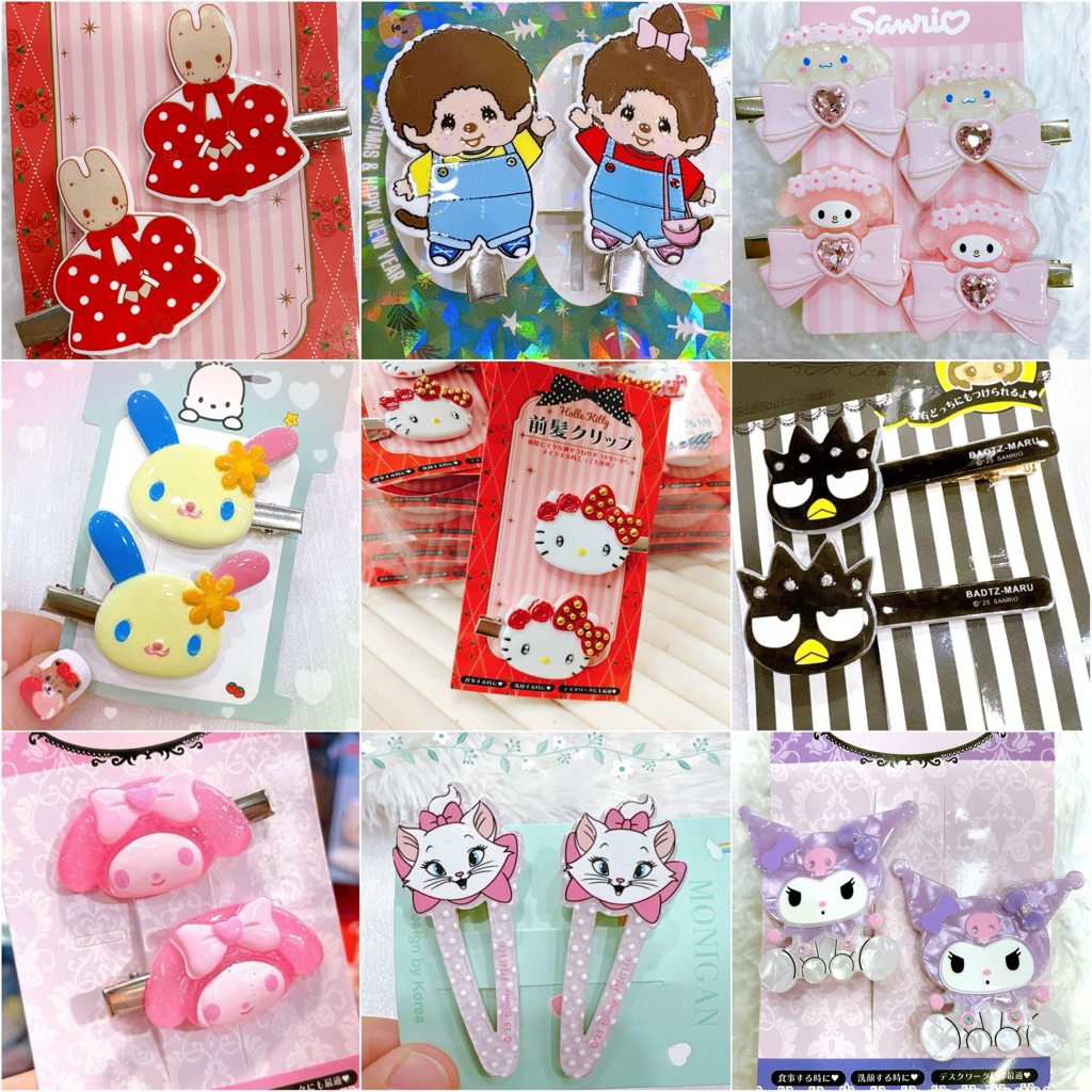 🎀 💕 กิ๊บหนีบน่ารัก sanrio หน้าเพชร ลายคาแรคเตอร์ ✨🪽ส่งจากไทยค่ะ🇹🇭
