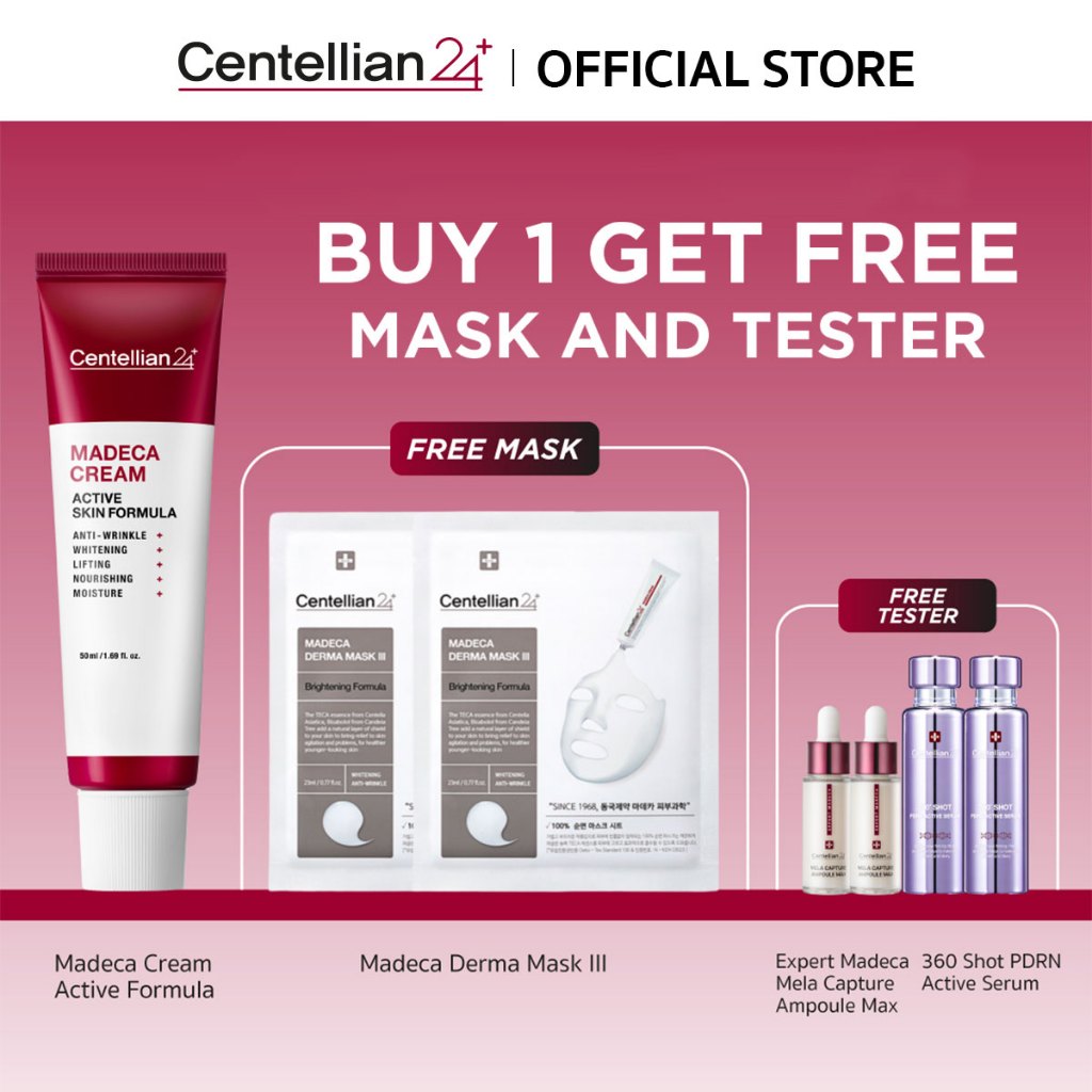 [Centellian24]Madeca Cream Active Formula + Madeca Derma Mask III – Brightening 2 ชิ้น (Glow Recovery Set)