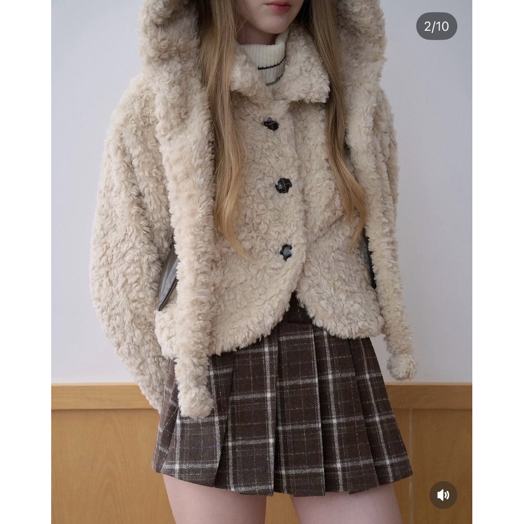 🍑Umore.made🍑 New in pack : Muffin Teddy Jacket✨ Teddy Brown