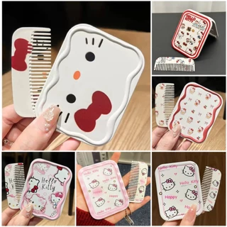 พร้อมส่ง!🇹🇭 Hello Kitty Mirror ตลับกระจกแต่งหน้าพร้อมหวีขนาดเล็ก กะทัดรัด สำหรับพกพา วัสดุพลาสติก รูปสกรีนคมสวย คุณภาพดี