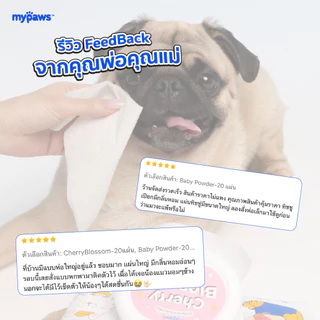[🔥MidmonthSale]My Paws ผ้าเปียก ทิชชู่เปียก ทำความสะอาดสัตว์เลี้ยง Pet Wipe บำรุงขนและผิวหนังอย่างอ่อนโยน จำนวน20แผ่น